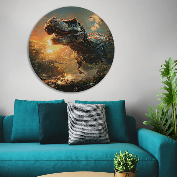 Machtige Tyrannosaurus Rex in zonsondergang forex muurcirkel