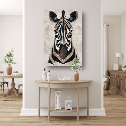 Geometrische Abstractie van een Zebrahoofd canvas