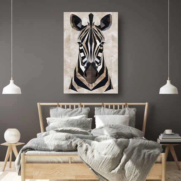 Geometrische Abstractie van een Zebrahoofd canvas