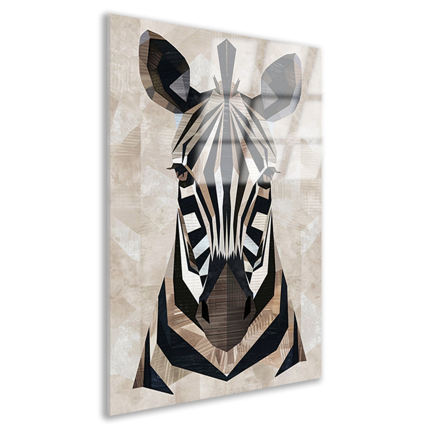 Geometrische Abstractie van een Zebrahoofd acrylglas