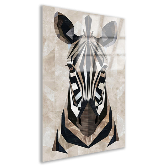 Geometrische Abstractie van een Zebrahoofd acrylglas
