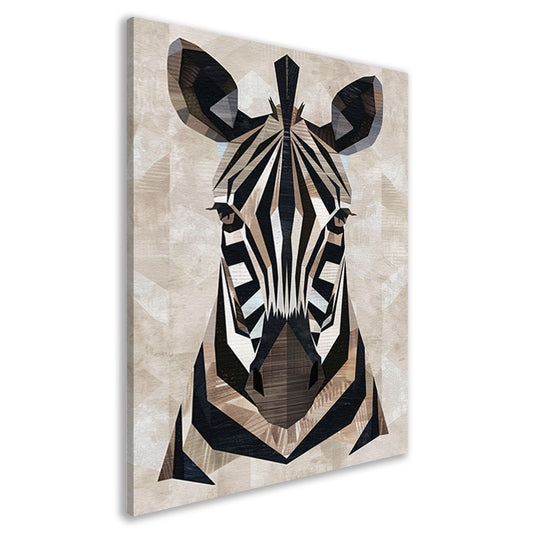 Geometrische Abstractie van een Zebrahoofd canvas