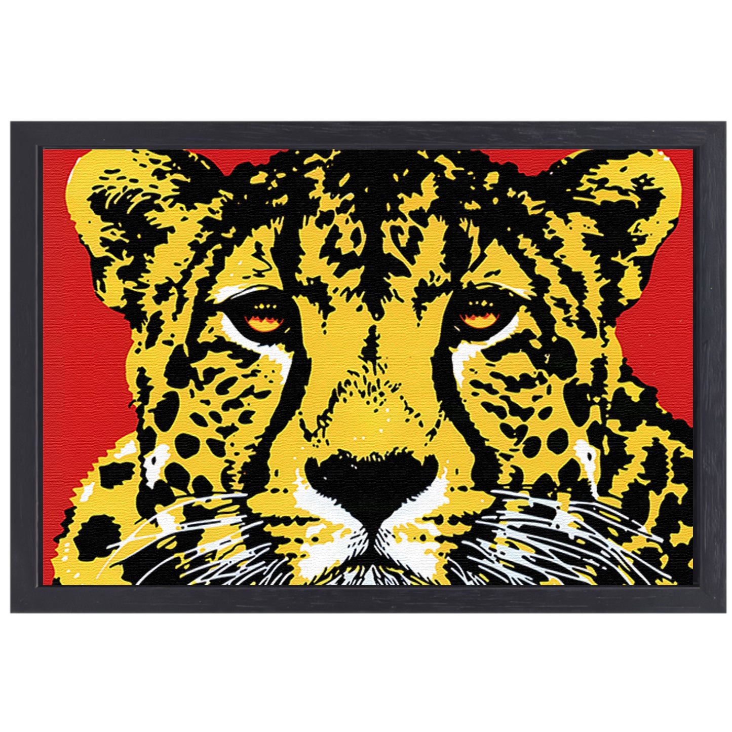Prachtig popart schilderij van een cheeta canvas met baklijst