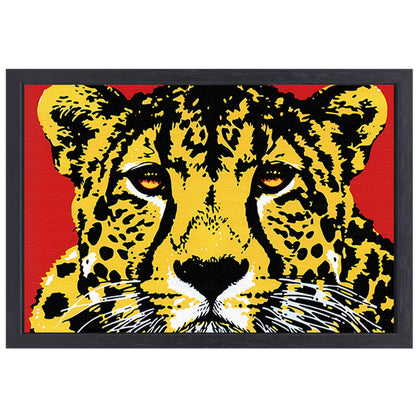 Prachtig popart schilderij van een cheeta canvas met baklijst