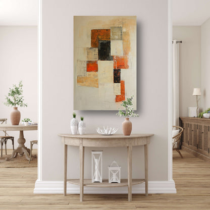 Abstract geometrisch schilderij met dynamische lijnen canvas