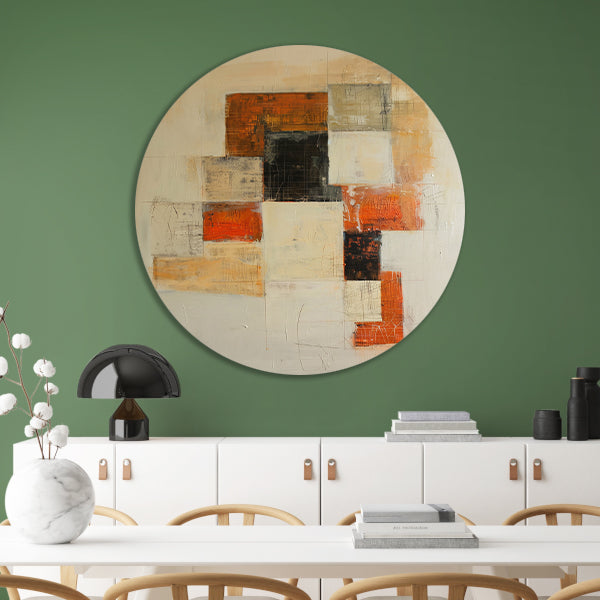 Abstract geometrisch schilderij met dynamische lijnen forex muurcirkel