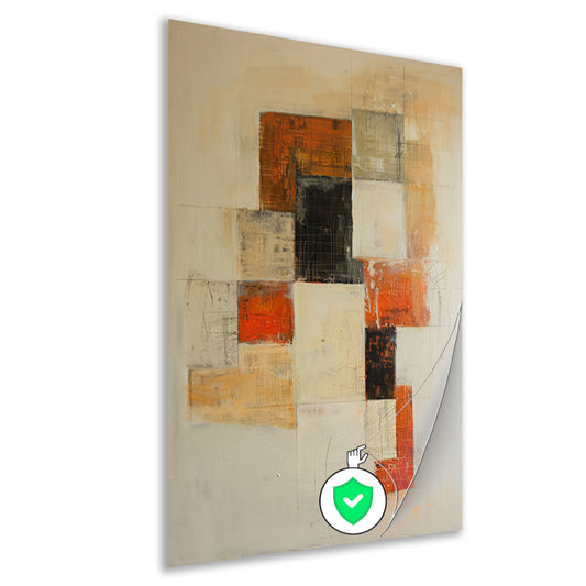 Abstract geometrisch schilderij met dynamische lijnen poster