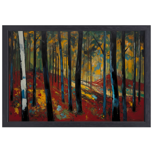 Herfstpracht in Abstracte Bosimpressie canvas met baklijst
