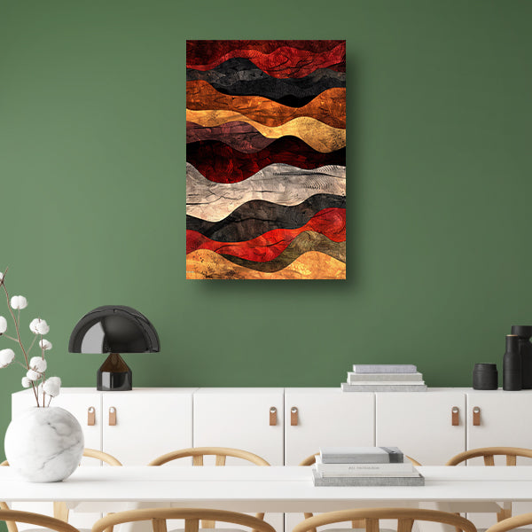 Dynamisch abstract kunstwerk met warme kleuren canvas met baklijst