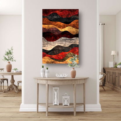 Dynamisch abstract kunstwerk met warme kleuren canvas met baklijst