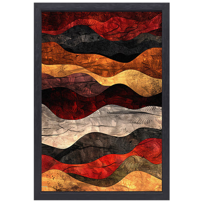 Dynamisch abstract kunstwerk met warme kleuren canvas met baklijst