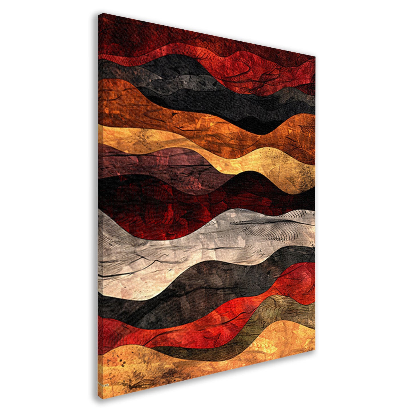 Dynamisch abstract kunstwerk met warme kleuren canvas