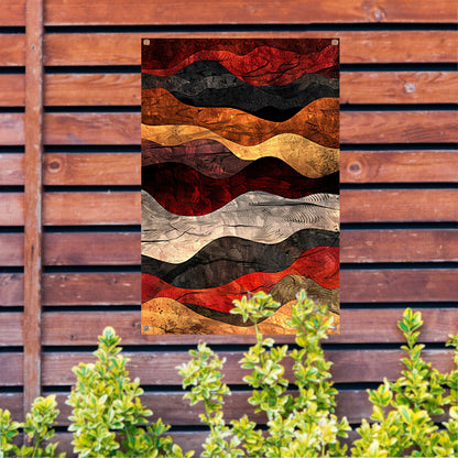 Dynamisch abstract kunstwerk met warme kleuren tuinposter