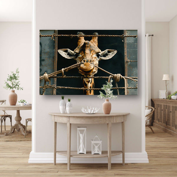 Nieuwsgierige Giraffe canvas met baklijst