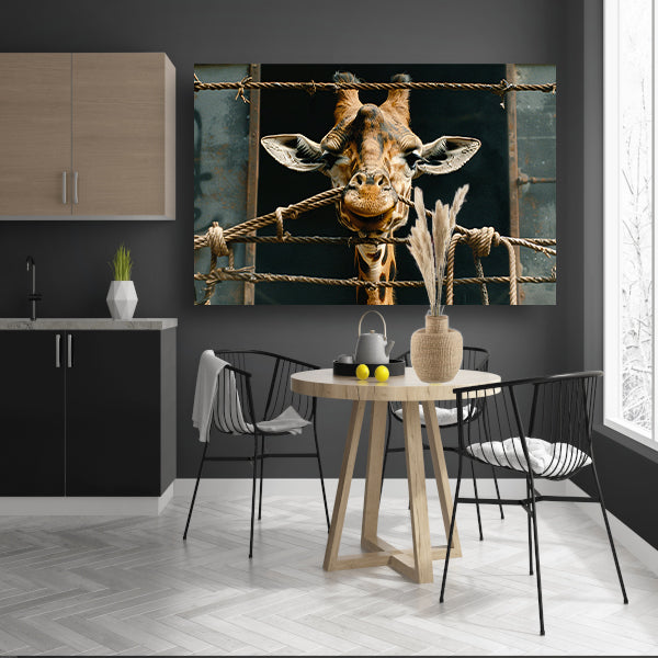 Nieuwsgierige Giraffe canvas met baklijst