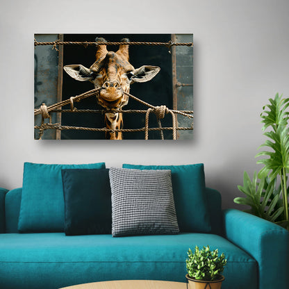 Nieuwsgierige Giraffe canvas met baklijst