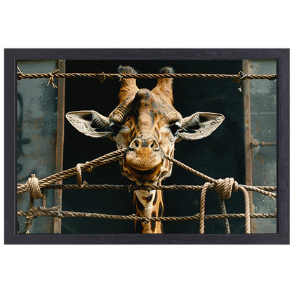 Nieuwsgierige Giraffe canvas met baklijst