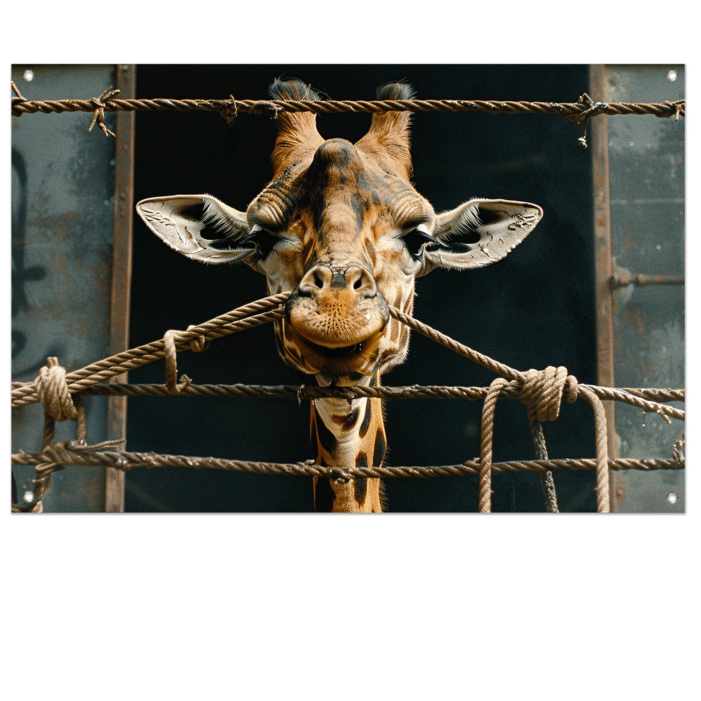 Nieuwsgierige Giraffe tuinposter