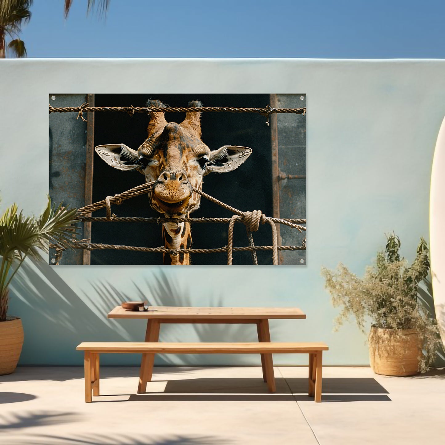 Nieuwsgierige Giraffe tuinposter