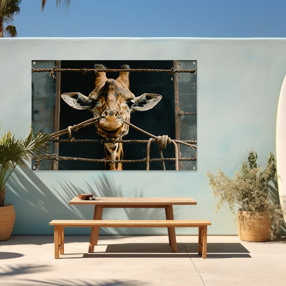 Nieuwsgierige Giraffe tuinposter