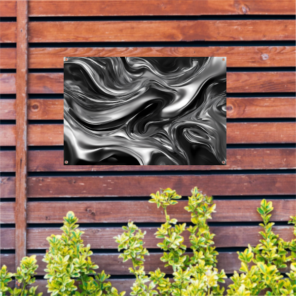 Monochroom Abstract Ontwerp in Zwart en Wit tuinposter