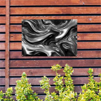 Monochroom Abstract Ontwerp in Zwart en Wit tuinposter