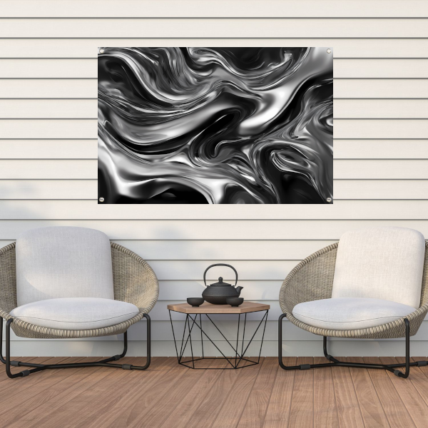 Monochroom Abstract Ontwerp in Zwart en Wit tuinposter