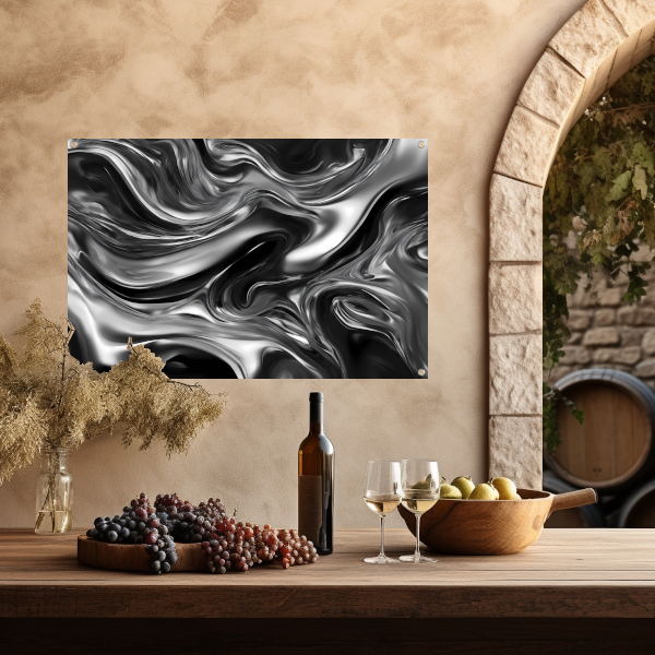 Monochroom Abstract Ontwerp in Zwart en Wit tuinposter