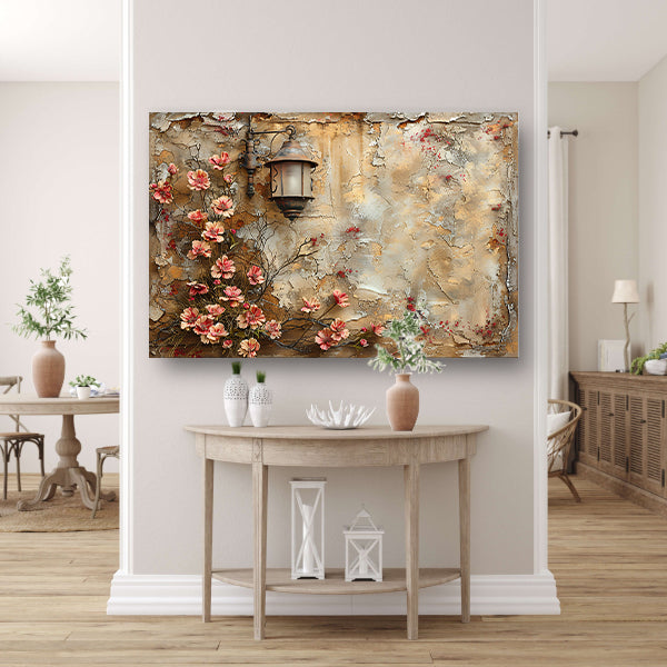Stilleven met Bloemen en Lamp canvas