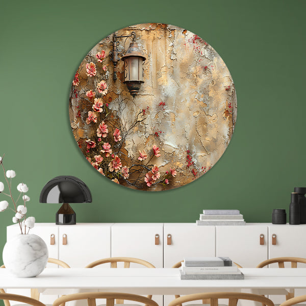 Stilleven met Bloemen en Lamp forex muurcirkel