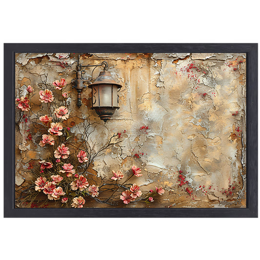 Stilleven met Bloemen en Lamp canvas met baklijst