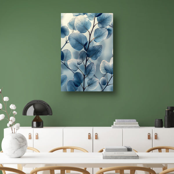 Subtiele blauwe bladeren met gedetailleerde aderstructuur acrylglas
