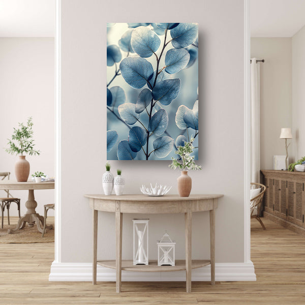 Subtiele blauwe bladeren met gedetailleerde aderstructuur acrylglas