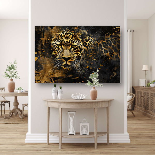 Mysterieus luipaardportret in abstracte stijl acrylglas