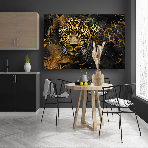 Mysterieus luipaardportret in abstracte stijl acrylglas