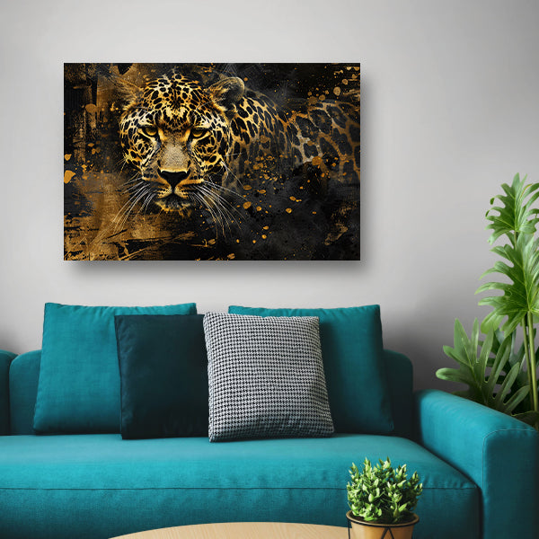 Mysterieus luipaardportret in abstracte stijl acrylglas