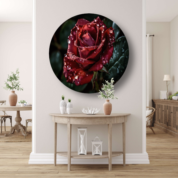 Rozen in ochtendgloren aluminium muurcirkel