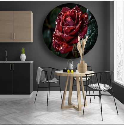 Rozen in ochtendgloren aluminium muurcirkel