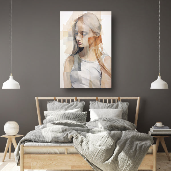 Gefragmenteerd Portret in Monochrome Tinten canvas