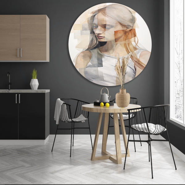Gefragmenteerd Portret in Monochrome Tinten forex muurcirkel
