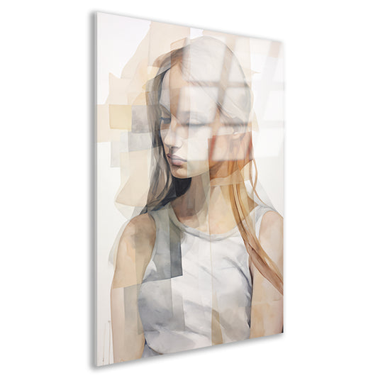 Gefragmenteerd Portret in Monochrome Tinten Acrylglas