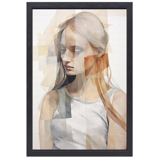 Gefragmenteerd Portret in Monochrome Tinten canvas met baklijst