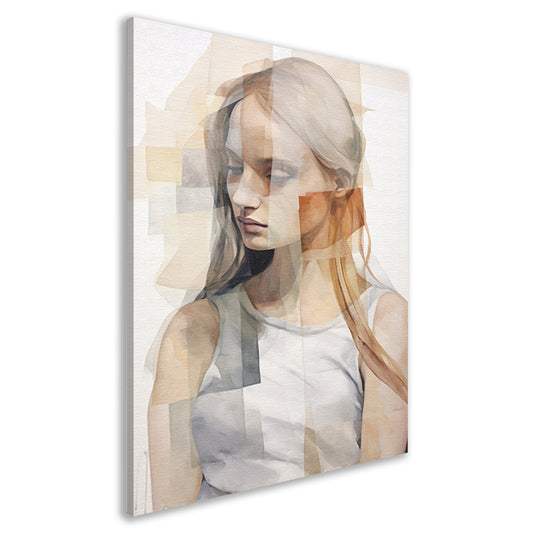 Gefragmenteerd Portret in Monochrome Tinten canvas