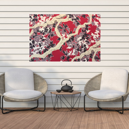 Rode Herfst in Abstracte Vorm tuinposter