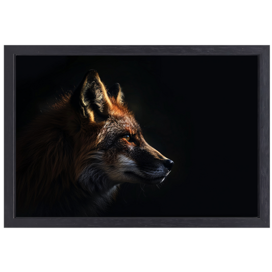 Scherp contrast van vos in avondschemer canvas met baklijst