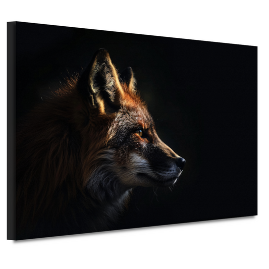 Scherp contrast van vos in avondschemer canvas