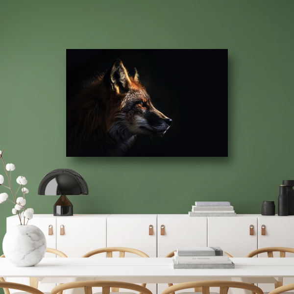 Scherp contrast van vos in avondschemer canvas