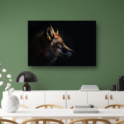 Scherp contrast van vos in avondschemer canvas