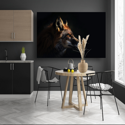 Scherp contrast van vos in avondschemer canvas