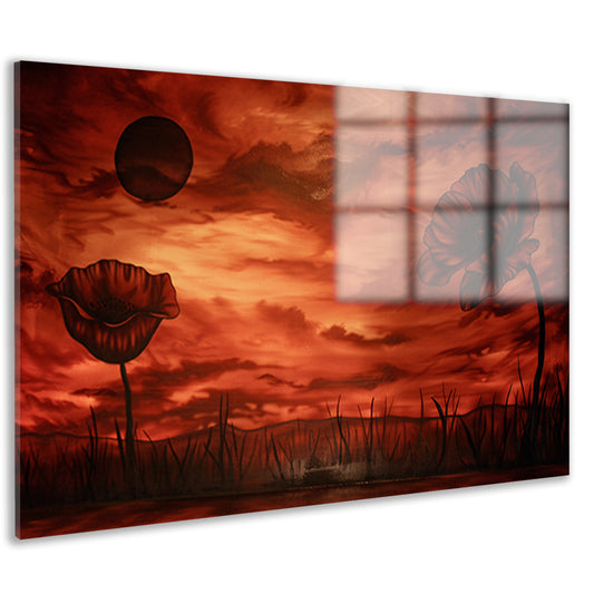 Spoorweg naar vurige zonsondergang acrylglas